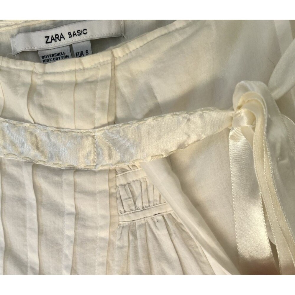Y2K Zara Basic Women's Cream Tiered Skirt Sz S Boho Cottagecore Peasant Cotton - Picture 4 of 11